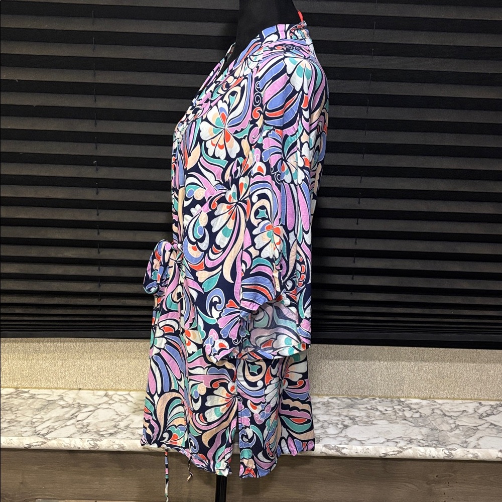 Josie Natori Women’s Multi Color Heart Print Tie Waist Kimono Robe‎ SZ Medium - Picture 4 of 7